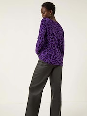 Roman Purple Animal Print Embellished Trim Jumper - Image 3 of 5