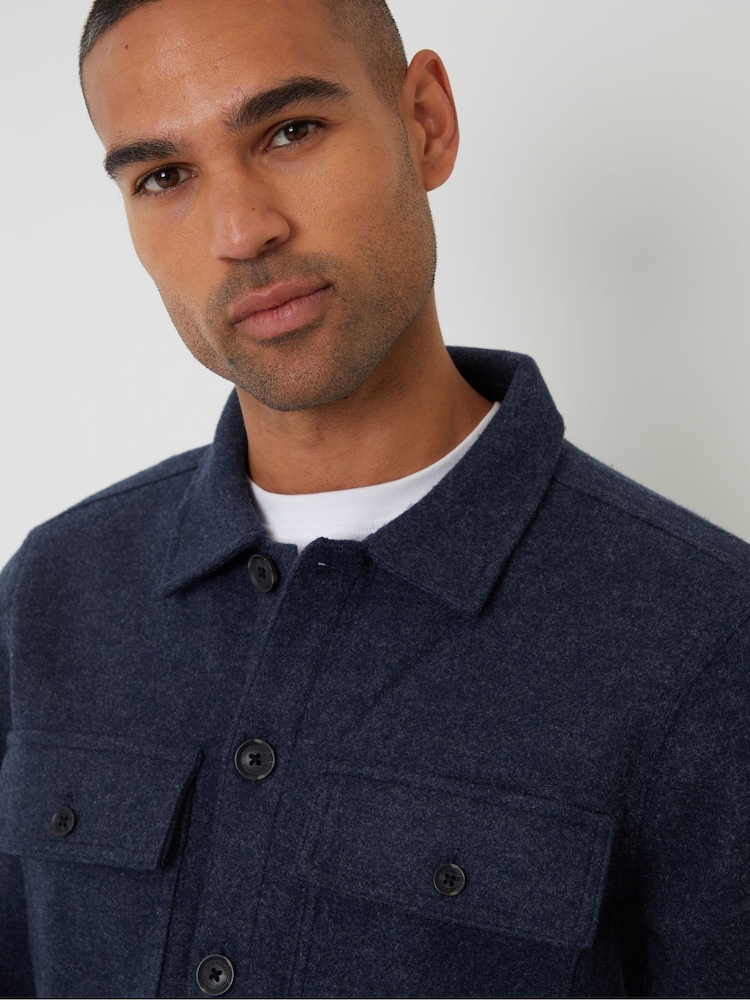 Threadbare Blue Faux Wool Button Up Shacket - Image 4 of 4 Threadbare Blue Faux Wool Button Up Shacket - Image 4 of 4
