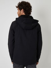 Threadbare Black Quilted Shacket with Borg Lined Hood - Image 2 of 4