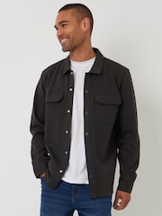 Threadbare Blue Pique Popper Fastening Shacket - Image 1 of 4