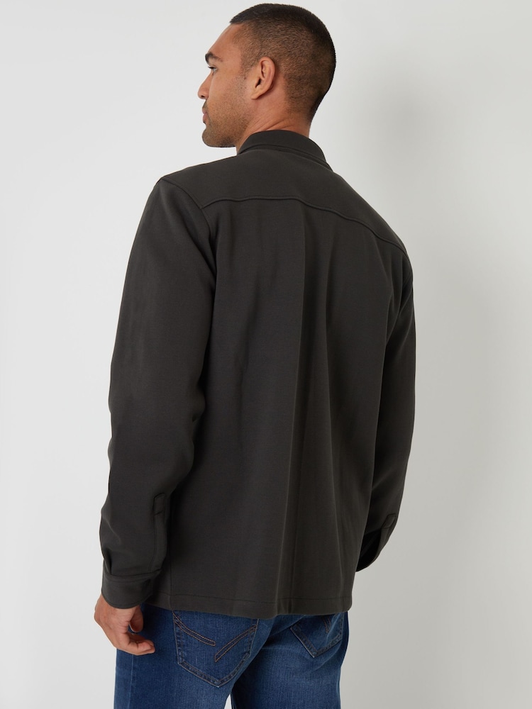 Threadbare Blue Pique Popper Fastening Shacket - Image 2 of 4