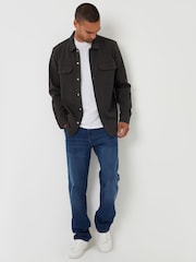 Threadbare Blue Pique Popper Fastening Shacket - Image 3 of 4