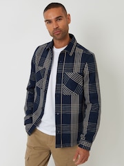 Threadbare Blue Brushed Check Shacket - Image 1 of 4