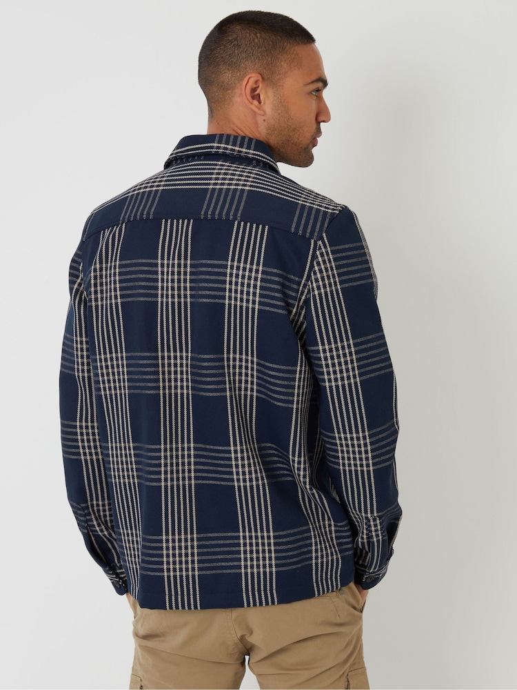 Threadbare Blue Brushed Check Shacket - Image 2 of 4