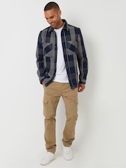 Threadbare Blue Brushed Check Shacket - Image 3 of 4