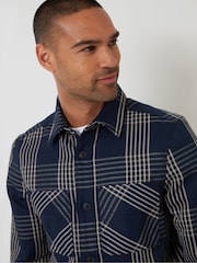 Threadbare Blue Brushed Check Shacket - Image 4 of 4