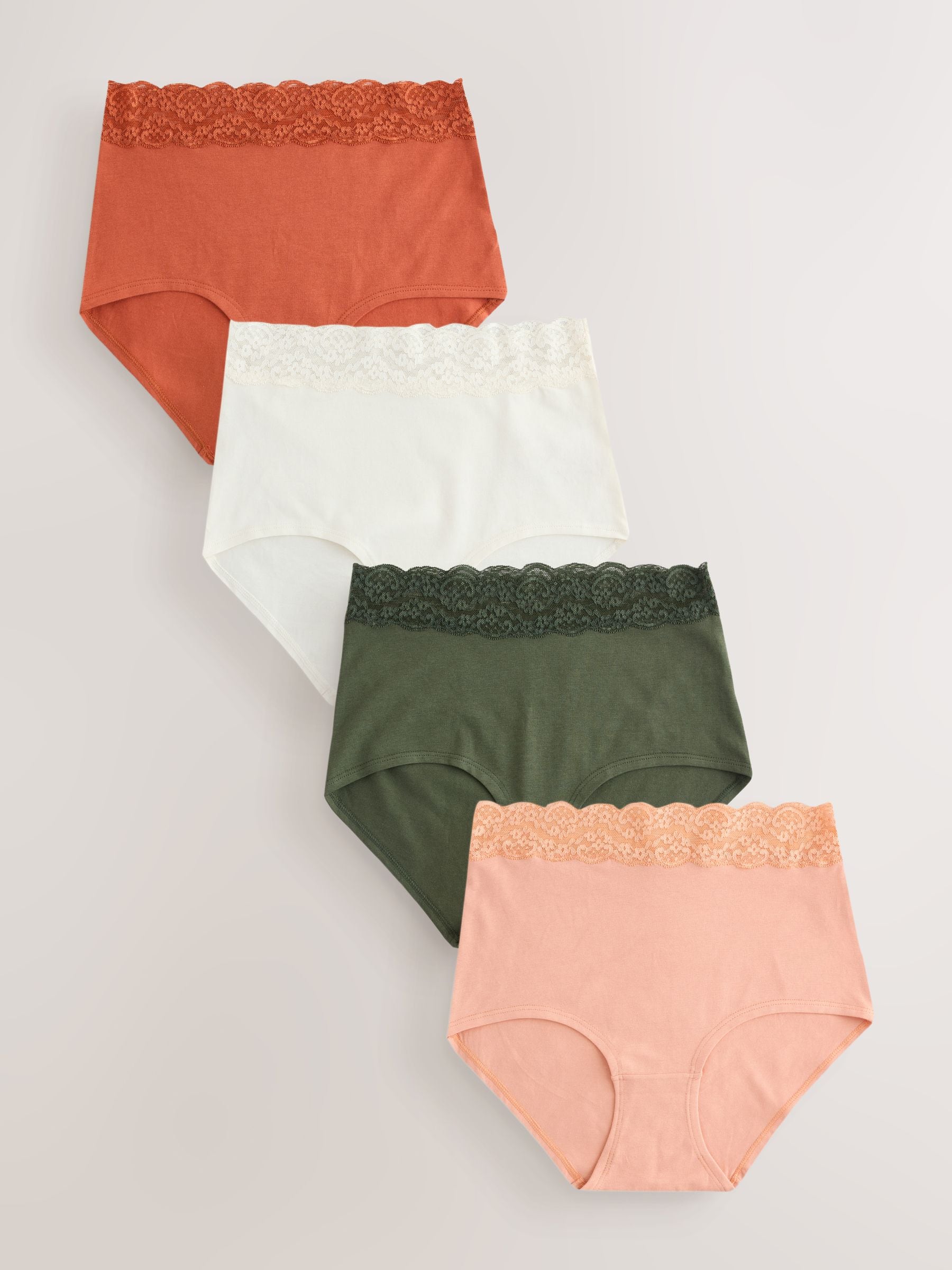 Buy Rust Red Full Brief Cotton and Lace Knickers 4 Pack from Next USA