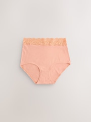 Rust Red Full Brief Cotton and Lace Knickers 4 Pack - Image 3 of 7