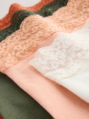 Rust Red Full Brief Cotton and Lace Knickers 4 Pack - Image 6 of 7