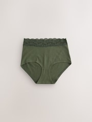 Rust Red Full Brief Cotton and Lace Knickers 4 Pack - Image 8 of 11