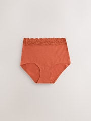 Rust Red Full Brief Cotton and Lace Knickers 4 Pack - Image 9 of 11