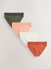 Rust Red High Leg Cotton and Lace Knickers 4 Pack - Image 1 of 7