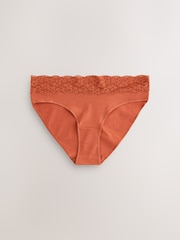 Rust Red High Leg Cotton and Lace Knickers 4 Pack - Image 5 of 7