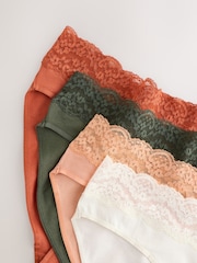 Rust Red High Leg Cotton and Lace Knickers 4 Pack - Image 6 of 7