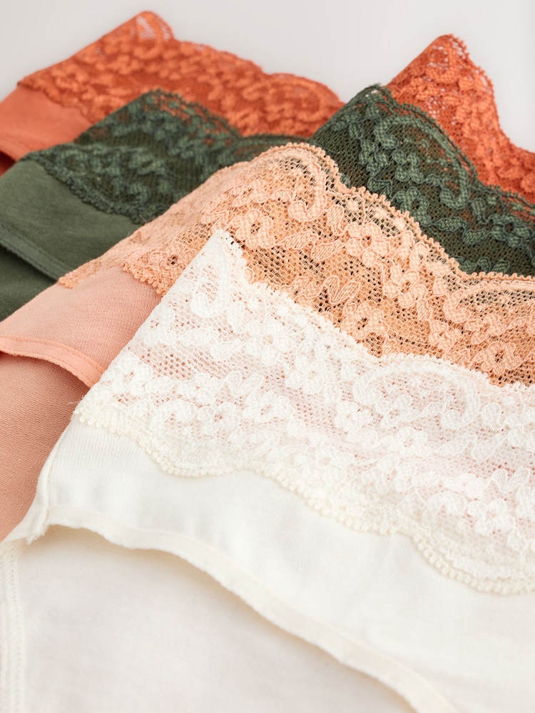 Rust Red High Leg Cotton and Lace Knickers 4 Pack - Image 7 of 7 Rust Red High Leg Cotton and Lace Knickers 4 Pack - Image 7 of 7