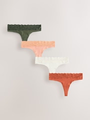 بني مائل للأحمر أحمر - حزمة سراويل داخلية من 4 قطع مصنوعة من القطن والدانتيل - Image 1 of 7