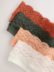 بني مائل للأحمر أحمر - حزمة سراويل داخلية من 4 قطع مصنوعة من القطن والدانتيل - Image 6 of 7