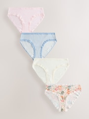 Floral High Leg Cotton and Lace Knickers 4 Pack - Image 1 of 6