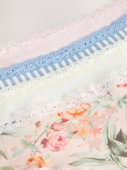 Floral High Leg Cotton and Lace Knickers 4 Pack - Image 6 of 6
