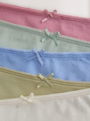 Pink/Blue/Green High Waist High Leg Cotton Rich Knickers 5 Pack - Image 11 of 12