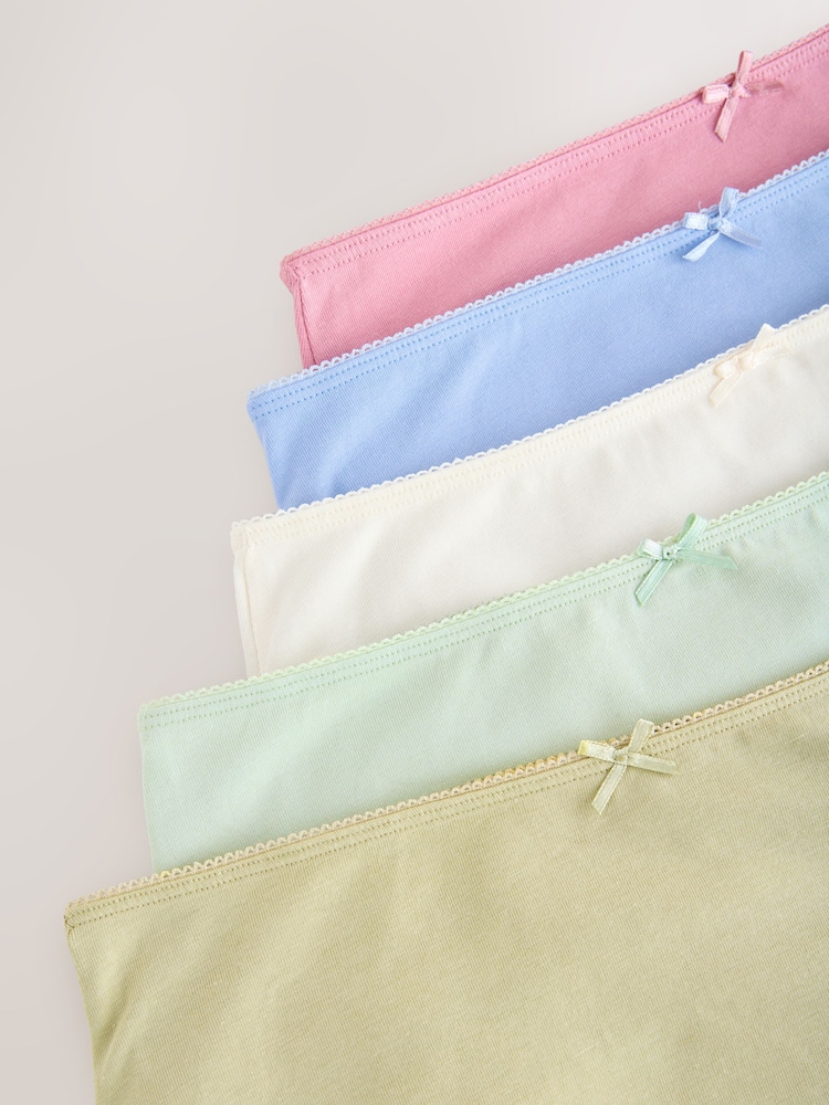 Pink/Blue/Green Full Brief Cotton Rich Knickers 5 Pack - Image 8 of 8