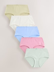 Pink/Blue/Green Short Cotton Rich Knickers 5 Pack - Image 1 of 8