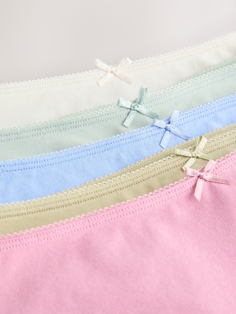 Pink/Blue/Green Short Cotton Rich Knickers 5 Pack - Image 8 of 8