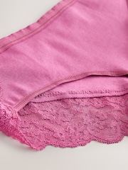 Berry Pink Bikini Cotton and Lace Knickers 7 Pack - Image 10 of 10