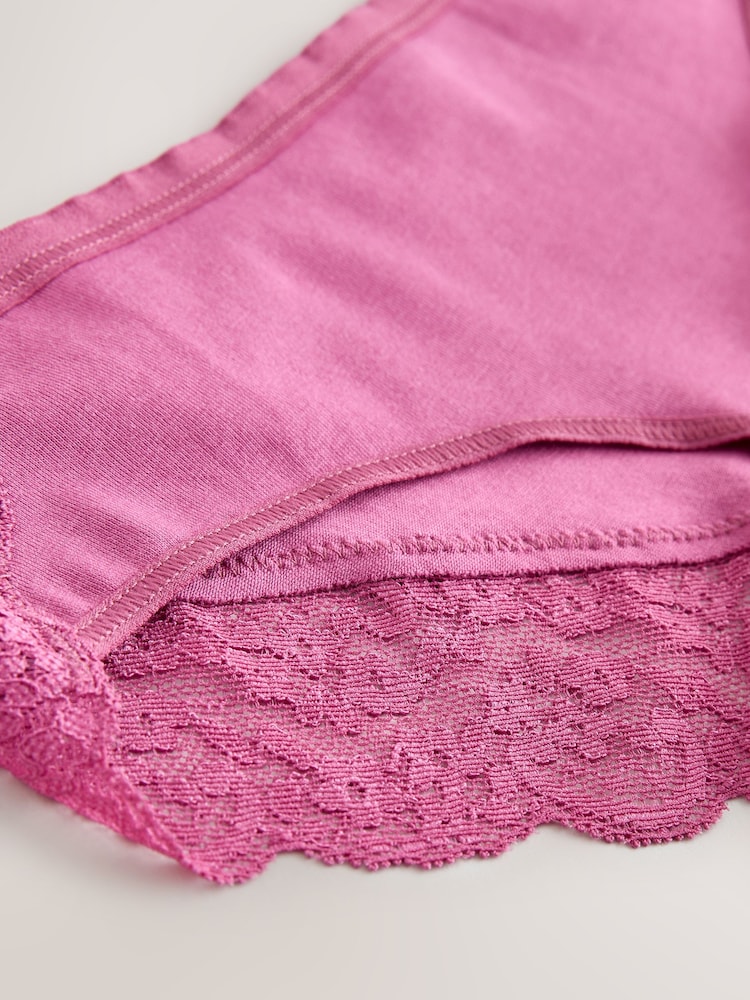 Berry Pink Bikini Cotton and Lace Knickers 7 Pack - Image 10 of 10 Berry Pink Bikini Cotton and Lace Knickers 7 Pack - Image 10 of 10