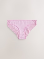 Berry Pink Brazilian Cotton and Lace Knickers 7 Pack - Image 11 of 14