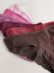 Berry Pink Brazilian Cotton and Lace Knickers 7 Pack - Image 13 of 14
