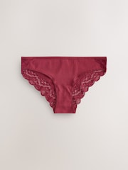 Berry Pink Bikini Cotton and Lace Knickers 7 Pack - Image 3 of 10