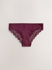 Berry Pink Bikini Cotton and Lace Knickers 7 Pack - Image 4 of 10
