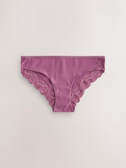 Berry Pink Bikini Cotton and Lace Knickers 7 Pack - Image 5 of 10
