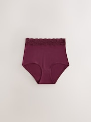 Berry Pink Full Brief Cotton and Lace Knickers 7 Pack - Image 4 of 10