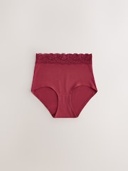 Berry Pink Full Brief Cotton and Lace Knickers 7 Pack - Image 5 of 10