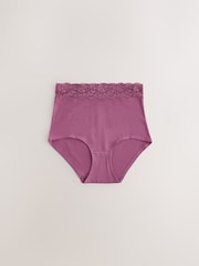 Berry Pink Full Brief Cotton and Lace Knickers 7 Pack - Image 6 of 10