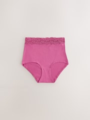 Berry Pink Full Brief Cotton and Lace Knickers 7 Pack - Image 7 of 10