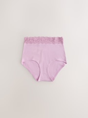 Berry Pink Full Brief Cotton and Lace Knickers 7 Pack - Image 8 of 10