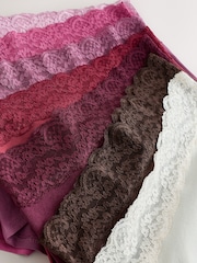 Berry Pink Full Brief Cotton and Lace Knickers 7 Pack - Image 9 of 10