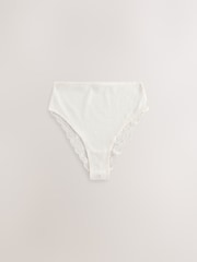 Berry Pink High Waist High Leg Cotton and Lace Knickers 7 Pack - Image 5 of 9