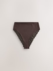 Berry Pink High Waist High Leg Cotton and Lace Knickers 7 Pack - Image 6 of 9