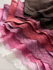 Berry Pink High Waist High Leg Cotton and Lace Knickers 7 Pack - Image 9 of 9