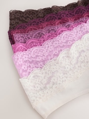 Berry Pink Thong Cotton and Lace Knickers 7 Pack - Image 10 of 10