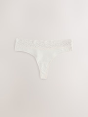 Berry Pink Thong Cotton and Lace Knickers 7 Pack - Image 2 of 10
