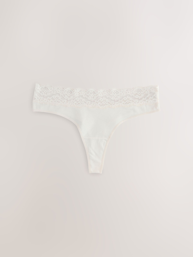 Berry Pink Thong Cotton and Lace Knickers 7 Pack - Image 2 of 10