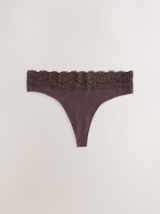 Berry Pink Thong Cotton and Lace Knickers 7 Pack - Image 8 of 10