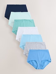 Blue Full Brief Cotton Rich Knickers 7 Pack - Image 1 of 10