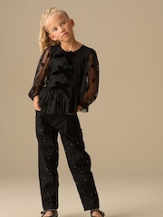 Angel & Rocket Black Neve Flock Heart Mesh Top - Image 3 of 7