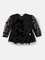 Angel & Rocket Black Neve Flock Heart Mesh Top - Image 5 of 7